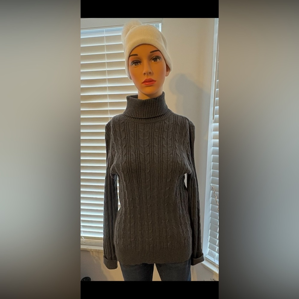 St. John's Bay Charcoal Cable Knit Turtleneck Sweater